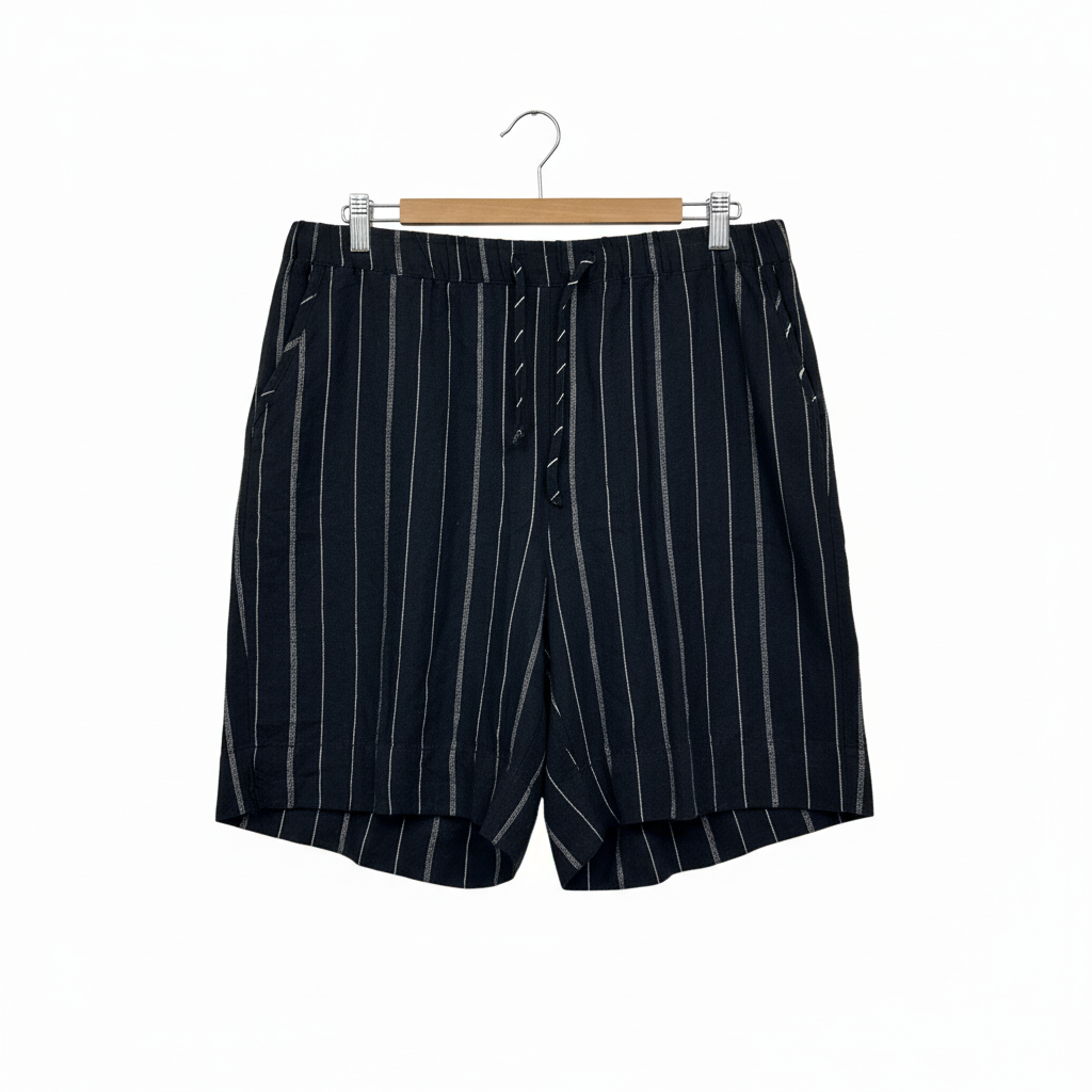 Millers Black White Pinstripe Linen Blend Shorts - Size 14