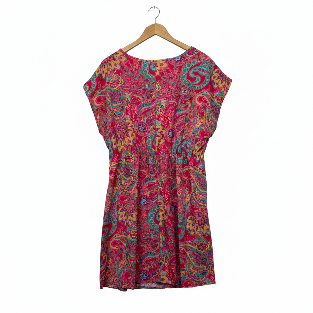 Shein Pink Multicoloured Paisley Dress - Size 0XL rear view