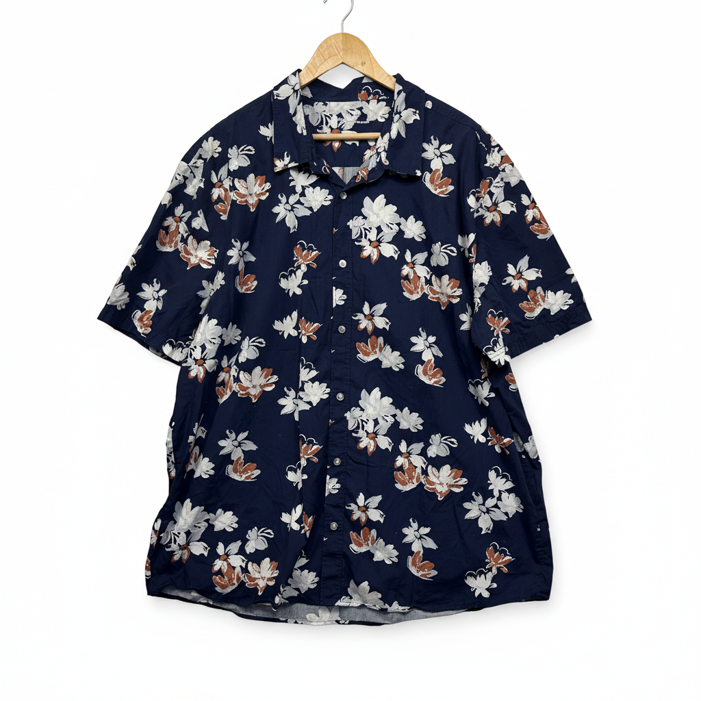 Anko Navy Floral Print Mens Shirt - Size 4XL