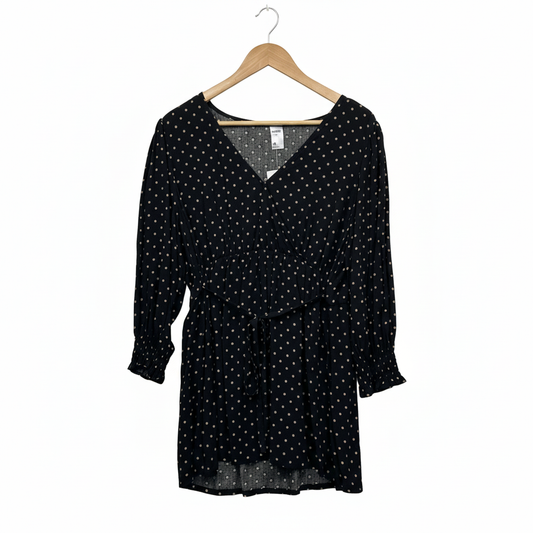 Anko black and neutral spot print wrap top size 18