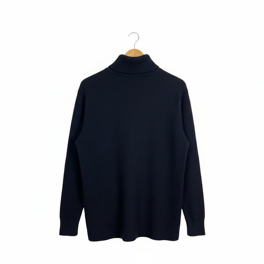 Millers Navy Blue Ribbed Turtleneck Jumper - Size XXL