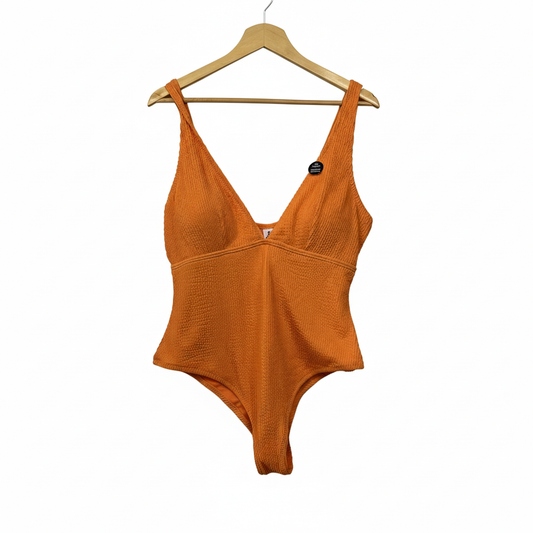 Wavezone Orange Textured Plunge Swimsuit - Size 18