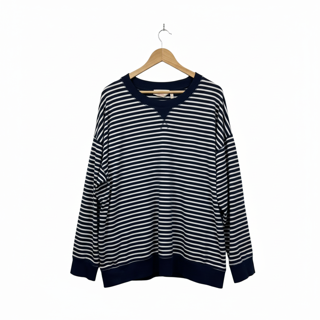 Millers Navy and White Striped Long Sleeve Top - Size 18