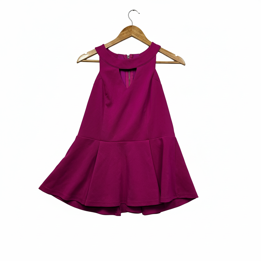 City Chic Magenta Sleeveless Peplum Top - Size 14/XS