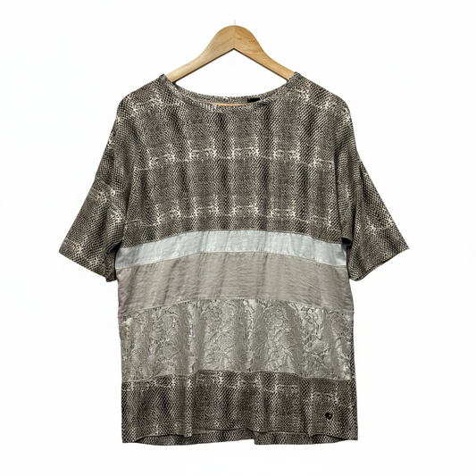 Le Comte Beige Animal Print Top - Brand Label