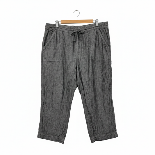 Charcoal Grey Textured Linen Capri Pants Size 18