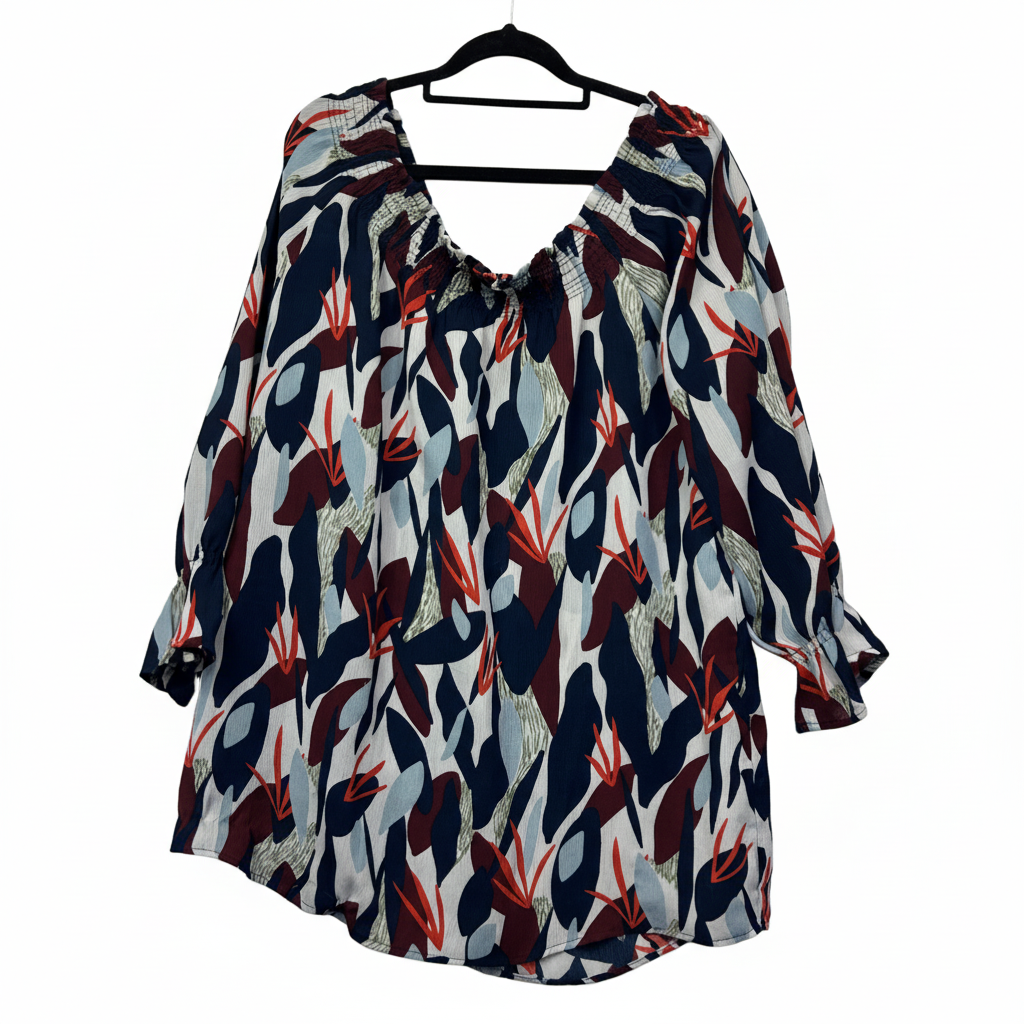 Threadz Multicoloured Smocked Top - Size XL