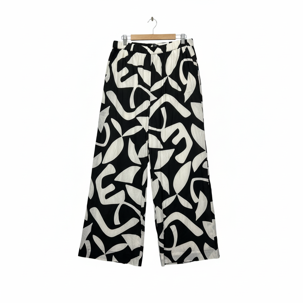Unison Black and White Geometric Print Pants - Size 14