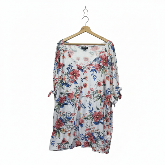 Autograph White Floral Print Tunic Top - Size 24