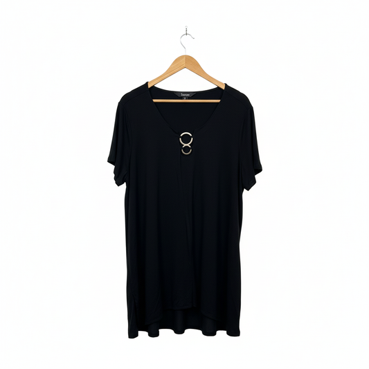 Beme Black Relaxed Fit Tunic Top - Size 14