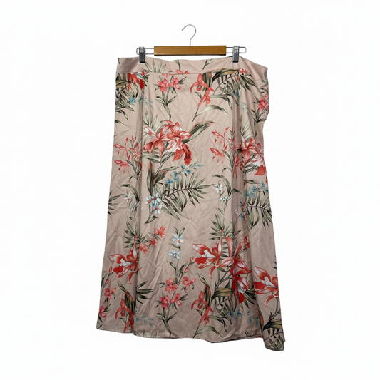 Multicoloured Tropical Floral Print Skirt Size 18