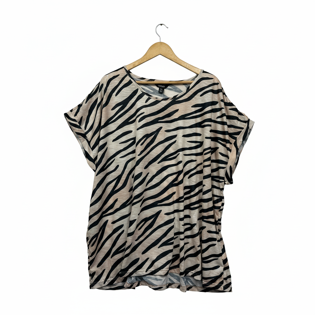 Beme July Beige and Black Zebra Print Top - Size 24