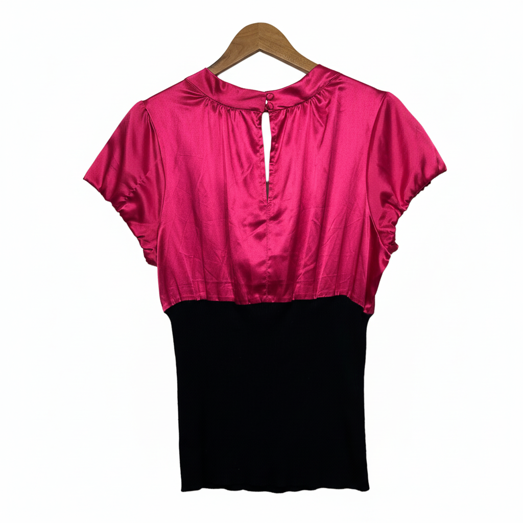 Portmans Hot Pink Black Top - Size 18 rear view