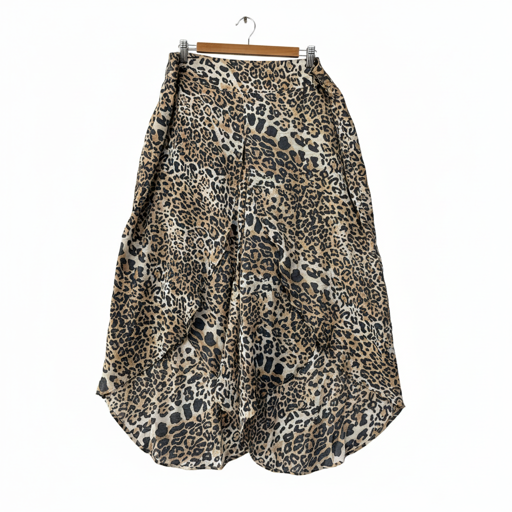 Rockmans Leopard Print Wrap Front Cropped Pants - Size 18