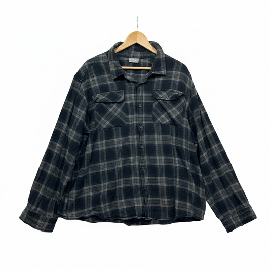 Outrak Dark Green & Grey Check Long Sleeve Flannel Shirt - Size 3XL