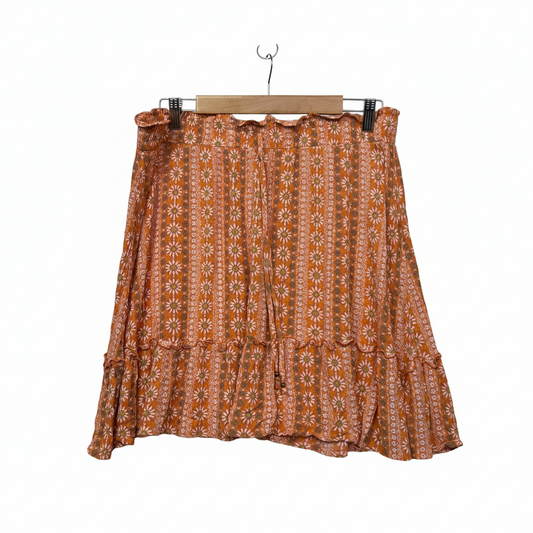 & me Rust Multicoloured Floral Skirt - Size 18