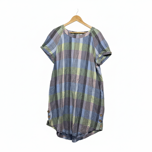 Regatta Linen-Blend Striped Tunic Dress with Pockets - Size 16