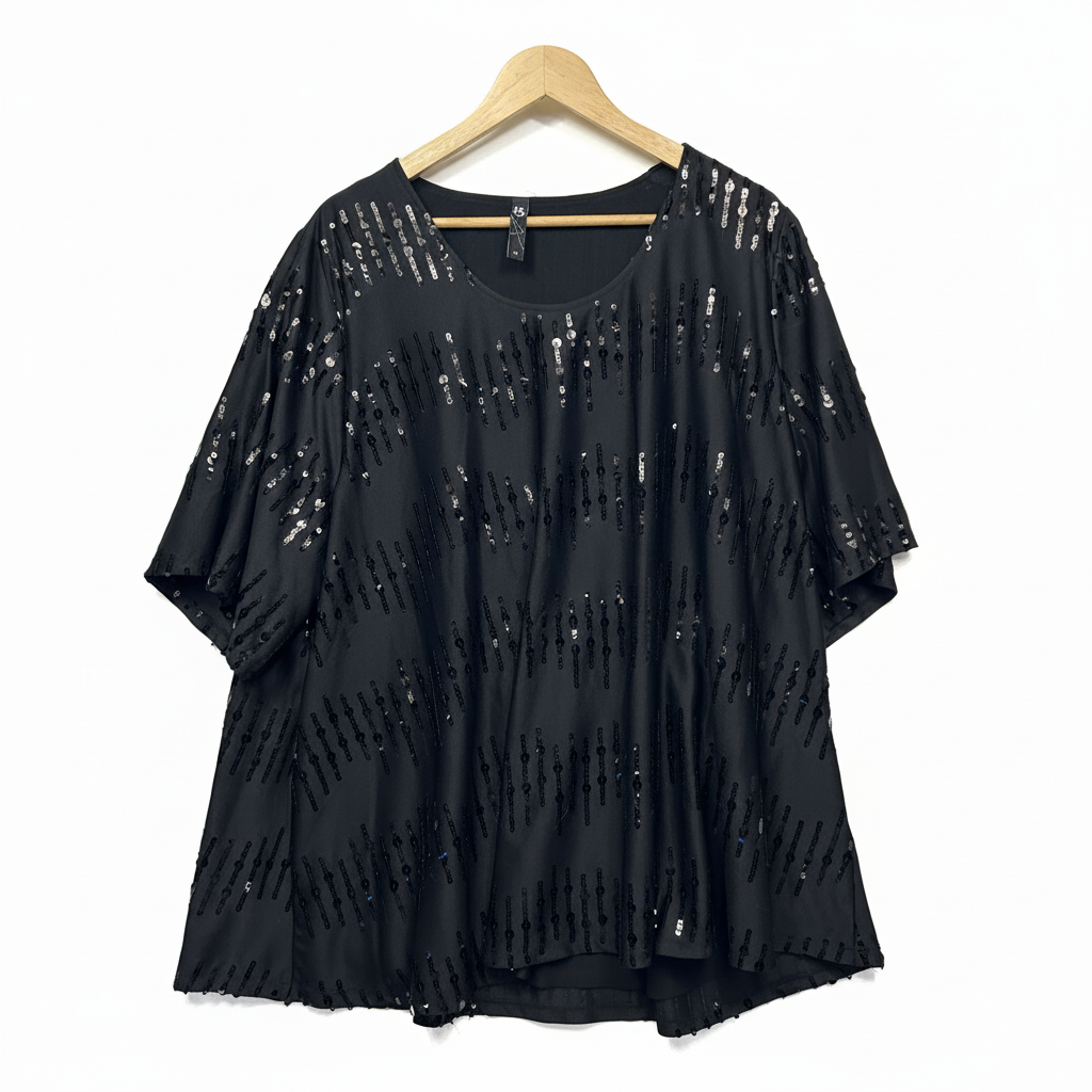 Taking Shape black sequin embellished top size XL