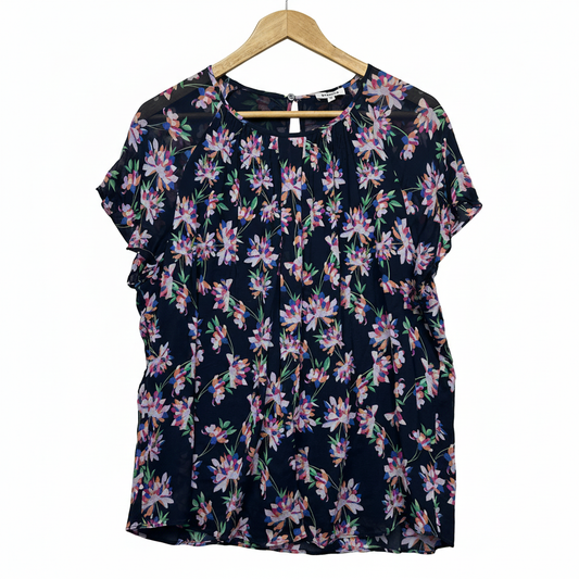 Marcs navy multicoloured floral top - front view