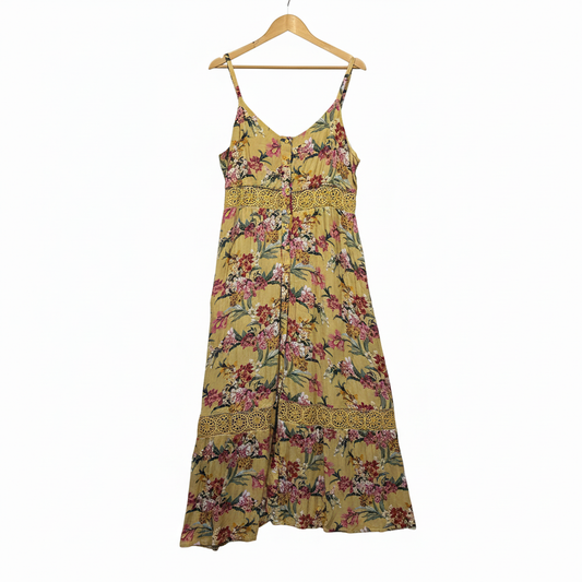 Lily Loves yellow floral maxi dress front view