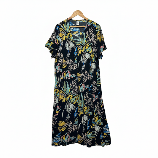 Anko Curve multicoloured tropical floral dress front view