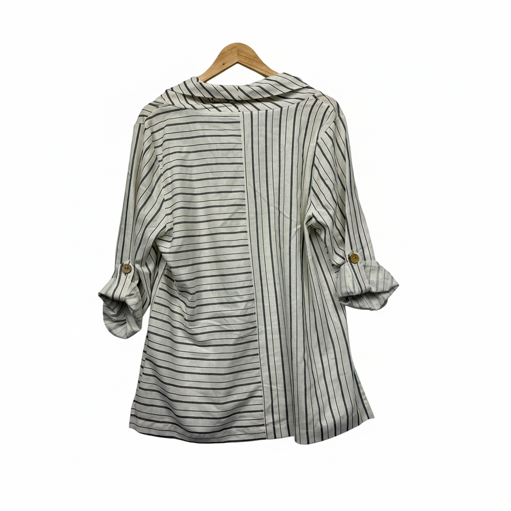 W.Lane black striped blouse back view