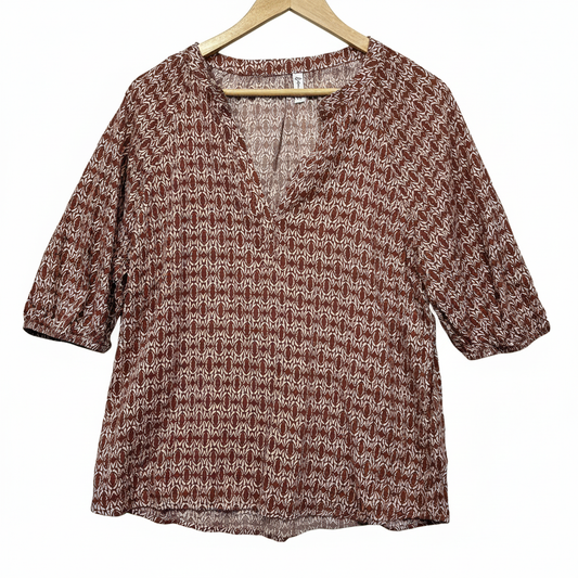 Pme Brown White Print Top - Full View