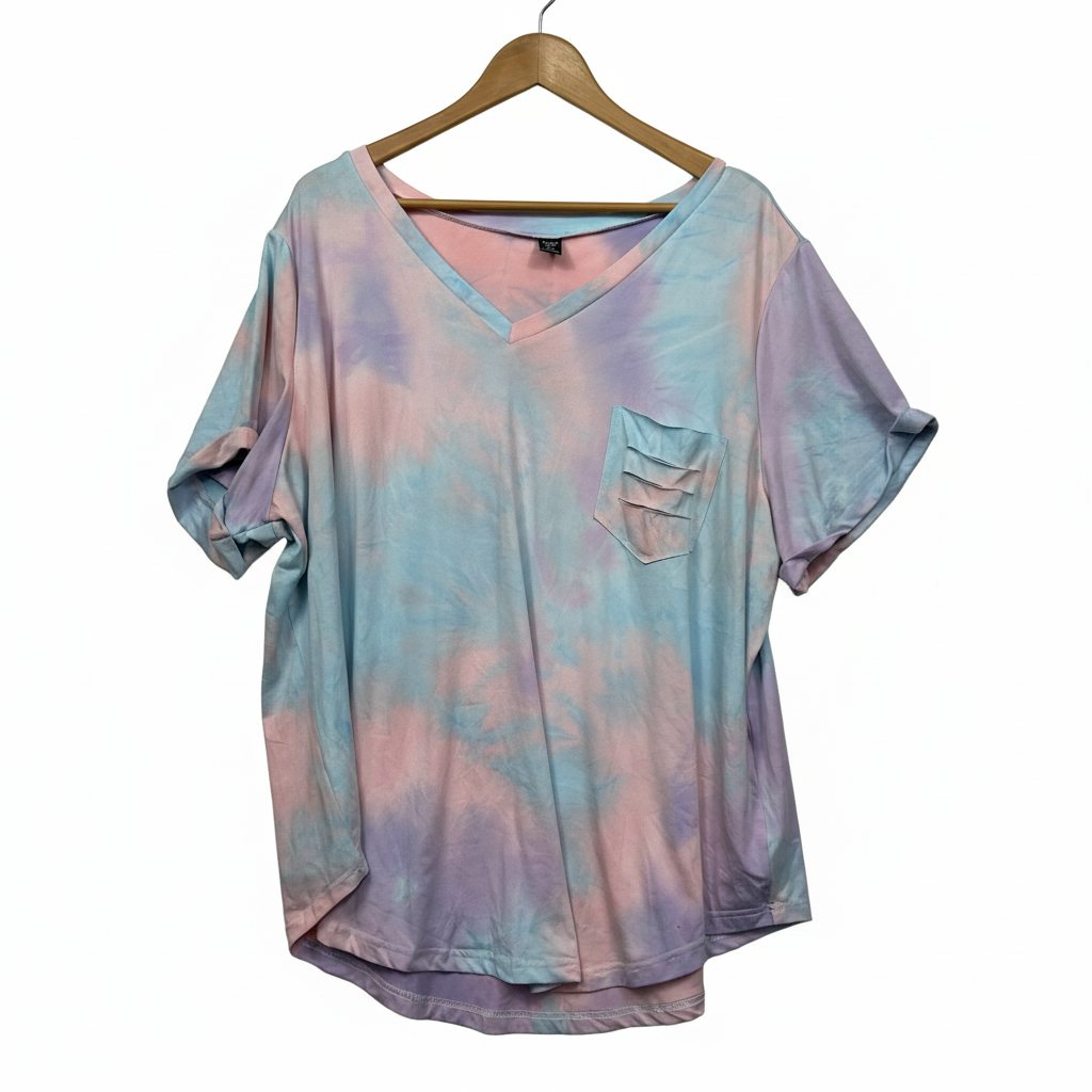 Shein Curve pastel tie-dye t-shirt size 4XL front view