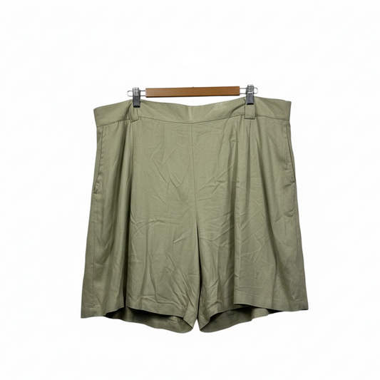 Rockmans Stone Sage Green Tie Waist Shorts Size 20