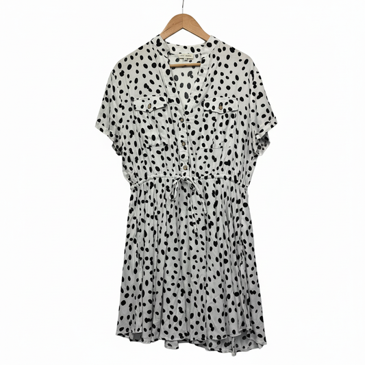 Iris Maxi White Black Polka Dot Dress - Size 16