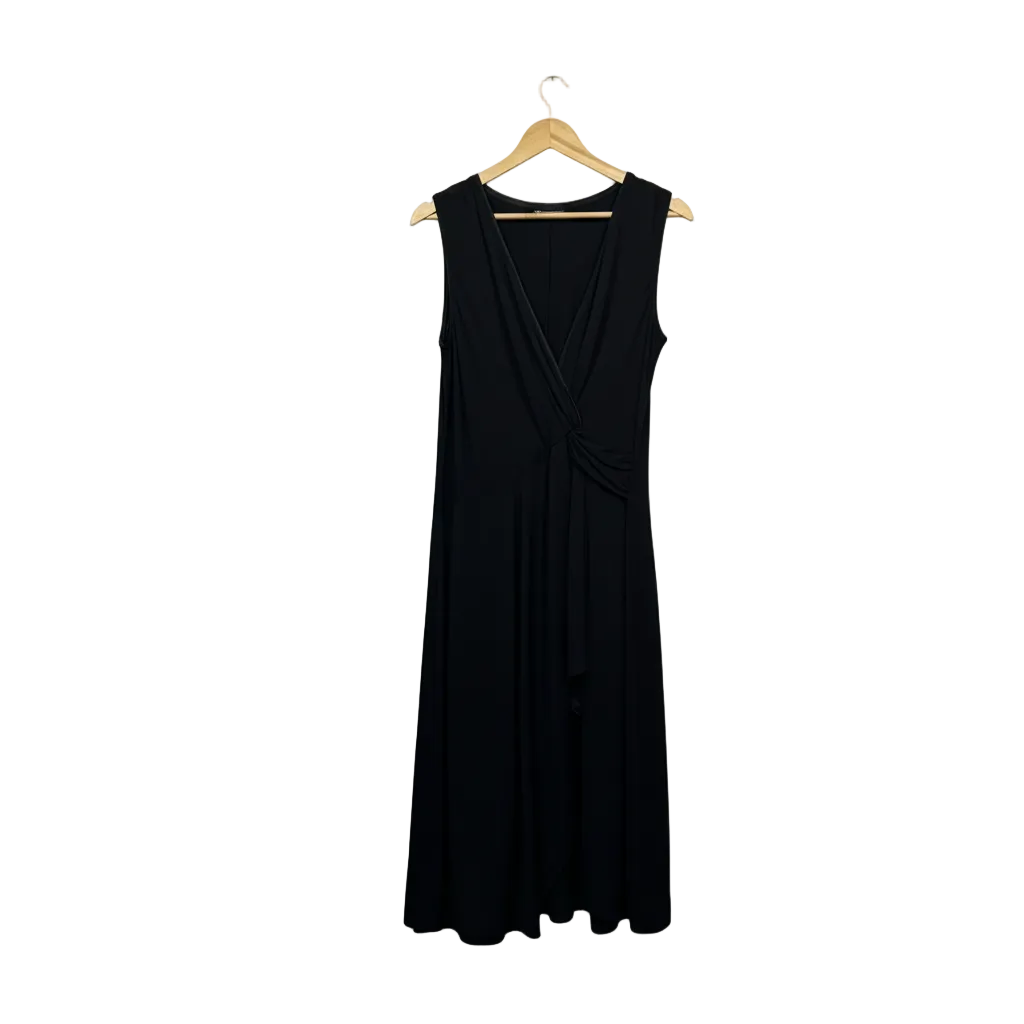 David Lawrence Black Faux Wrap Dress - Size 14