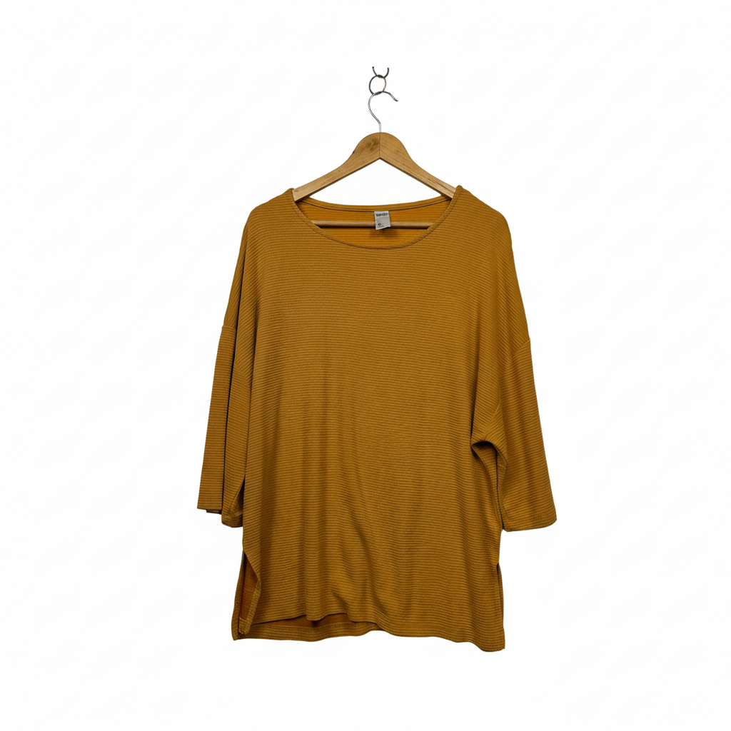 Anko Mustard Yellow Textured Long Sleeve Top - Size 16