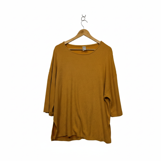 Anko Mustard Yellow Textured Long Sleeve Top - Size 16
