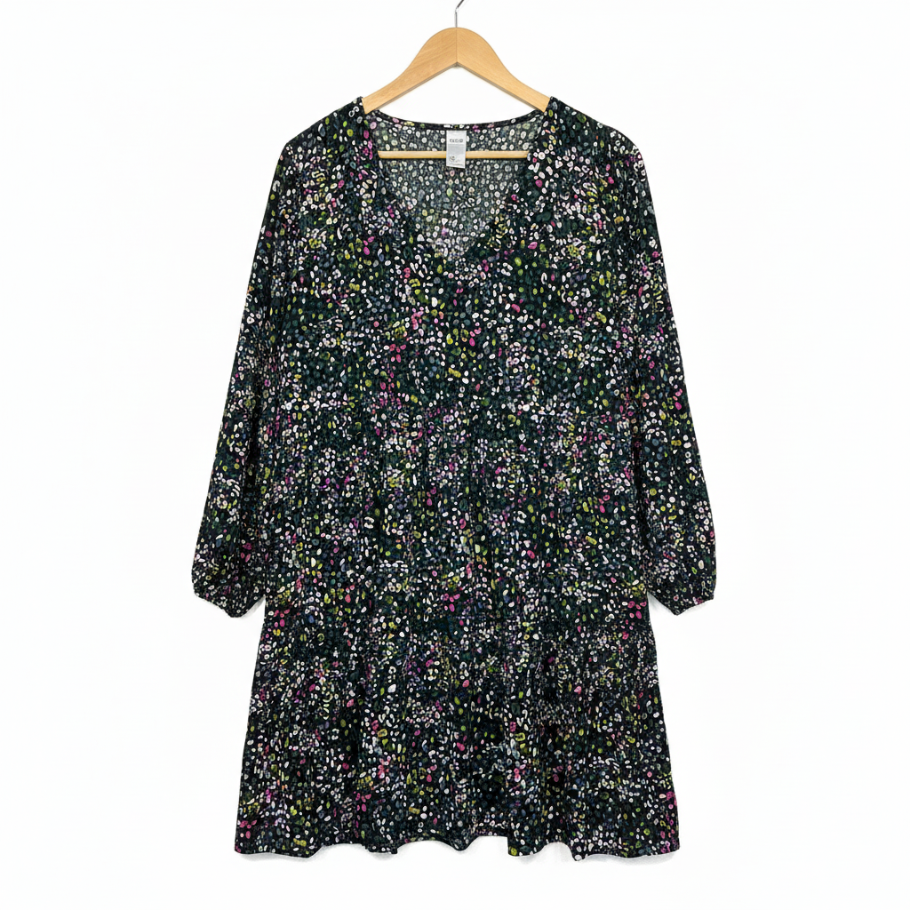 Anko Black Multicoloured Floral Print Dress - Size 16