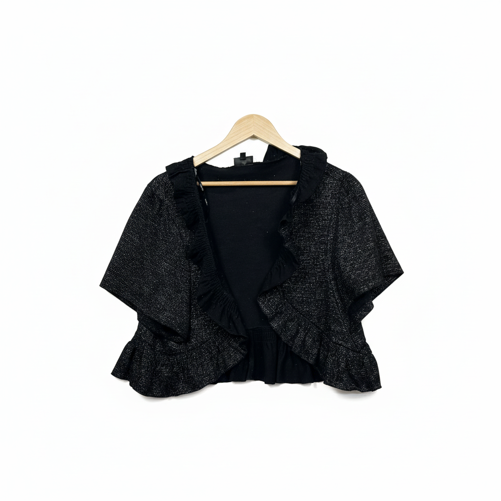 City Chic Black Sparkle Knit Crop Shrug Top - Size 22/XL Plus