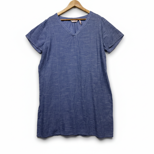 Millers Woman Blue Chambray Short Sleeve Shift Mini Dress - Size 20