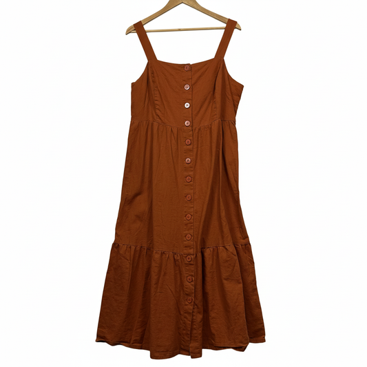 Princess Highway Rust Button-Front Maxi Dress - Size 16