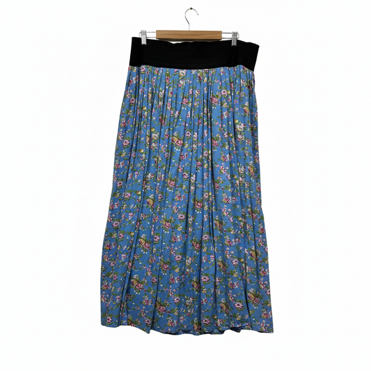 Queen The Label Blue Floral Print Mum Tum Maxi Skirt - Size 18