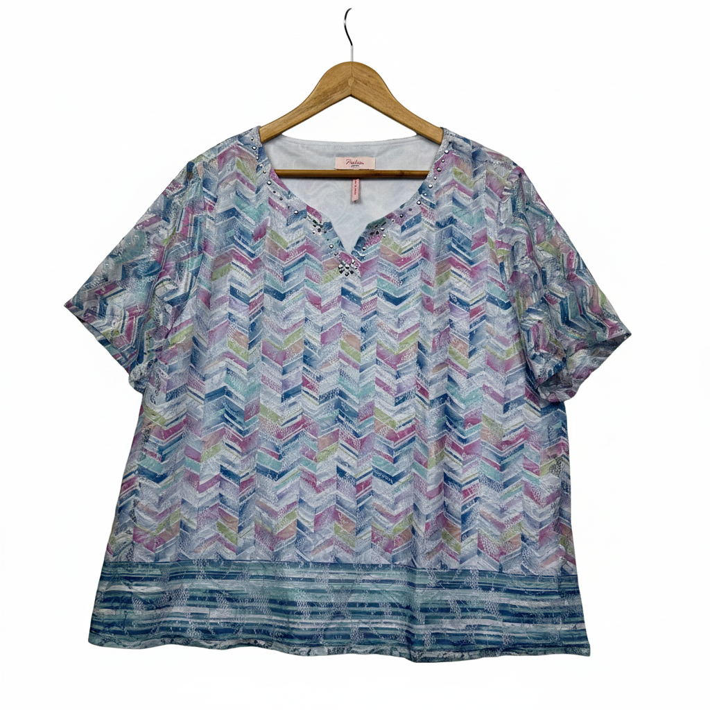 Millers Multicolored Chevron Print Top Size 20
