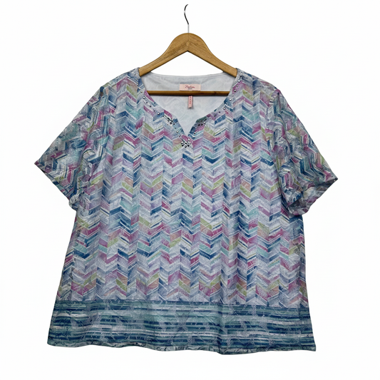 Millers Multicolored Chevron Print Top Size 20
