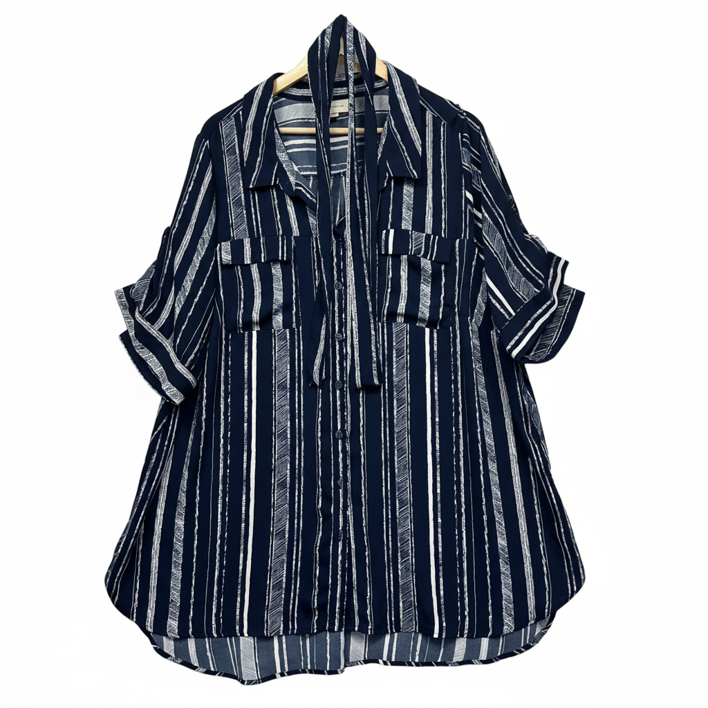 Autograph Navy and White Striped Playsuit - Size 22 brand label