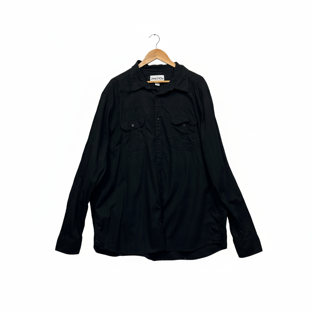 Joe&Co black long sleeve shirt front view
