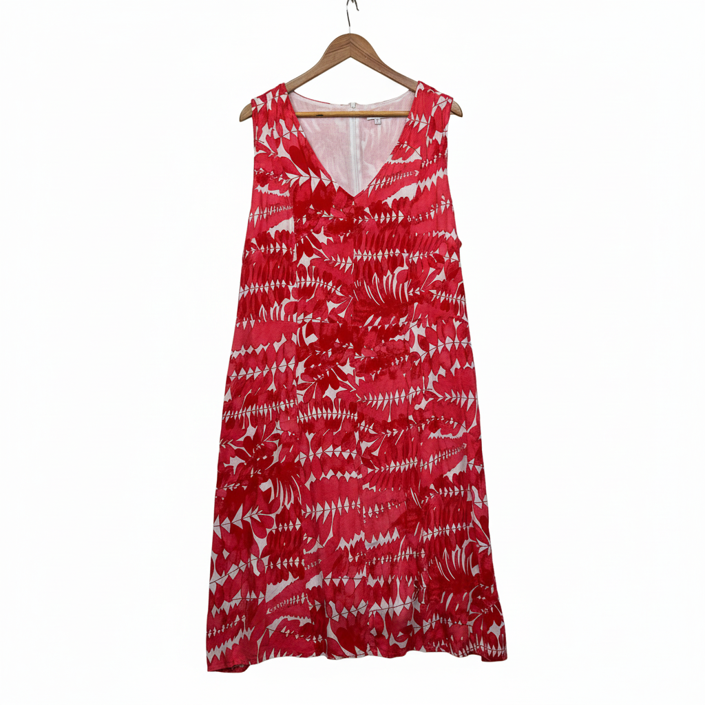 W Lane Red and White Geometric Print Dress Size 20