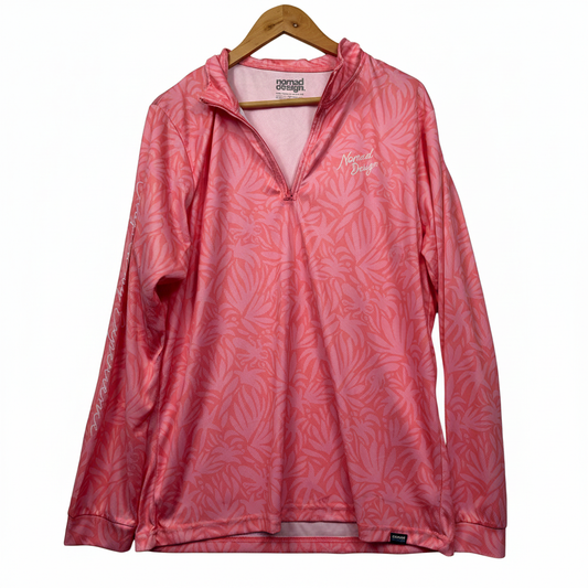 Nomad Design pink patterned quarter-zip activewear top size 16