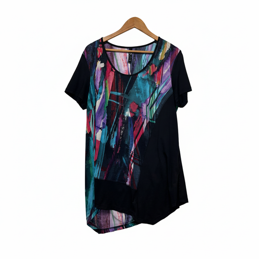 Black Multi Abstract Print Top Size XXS