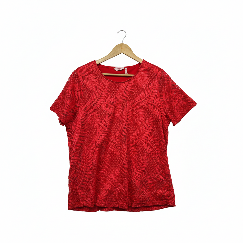 Millers Red Lace Overlay Top - Size 18