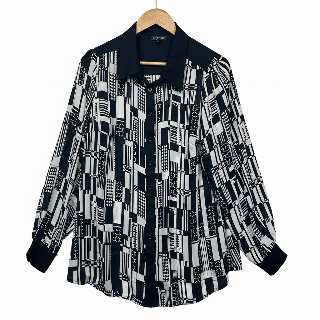 City Chic Black and White Shirt - Size 14/XS