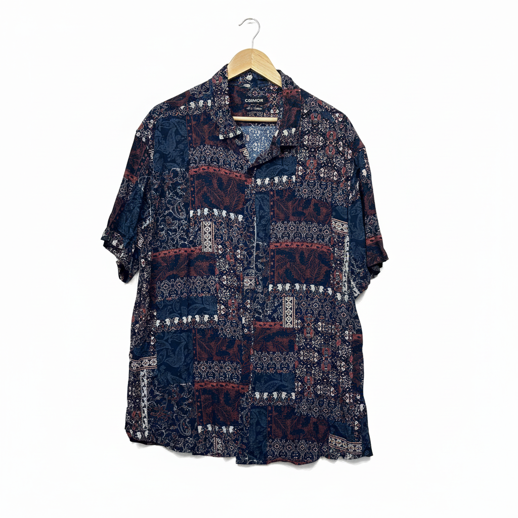 Connor multicoloured patchwork paisley shirt front view
