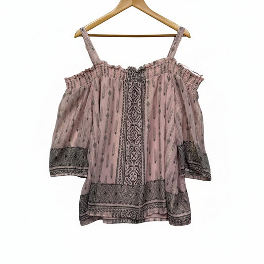 Rockmans Pink Multicoloured Lurex Top - Front View