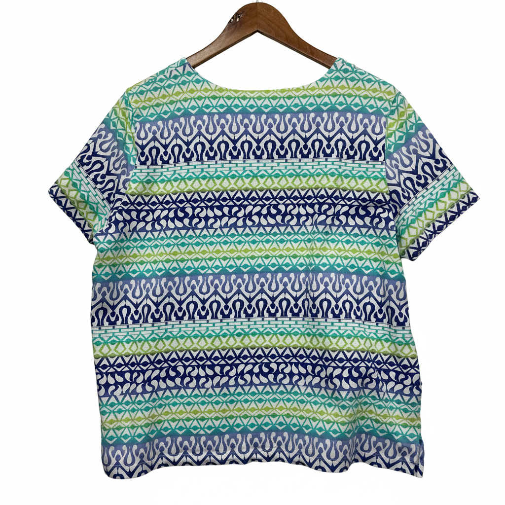 Fellahamilton Multicoloured Geometric Print Top - Size L brand label